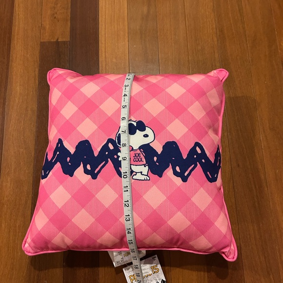 Peanuts Joe Cool Snoopy Pink Plaid Decorative Throw Pillow - Picture 3 of 4